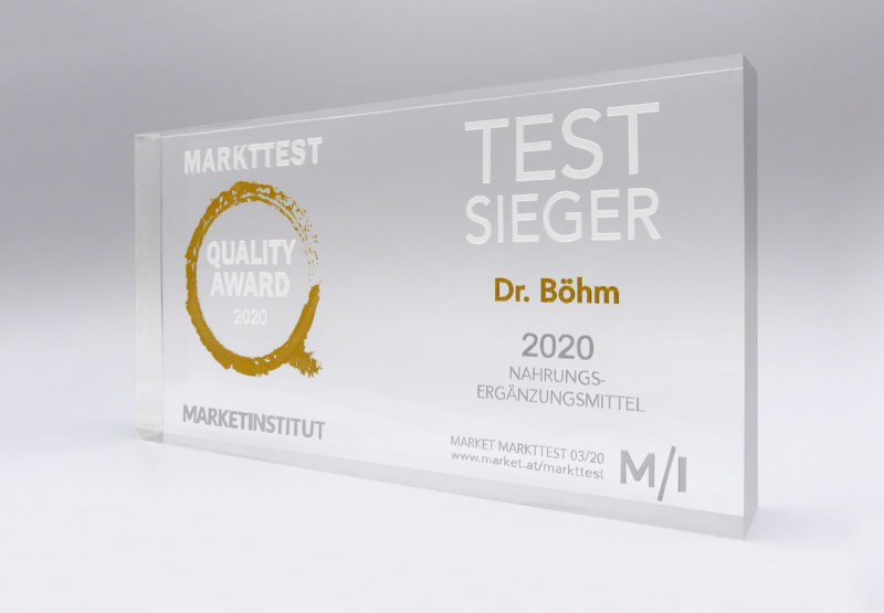 Markttest Quality Award 2020: Testsieger Dr. Böhm®