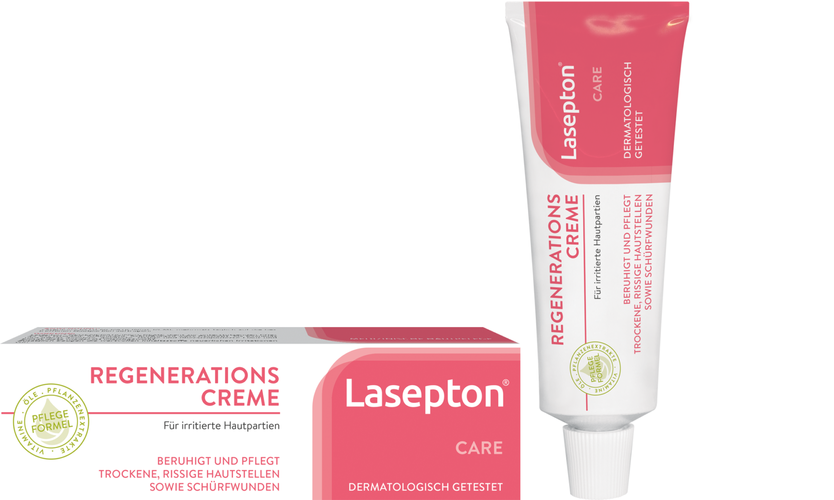 Lasepton® Regenerationscreme - bei trockener, irritierter und geröteter Haut an Händen, Ellbögen, Gesicht und Beinen
