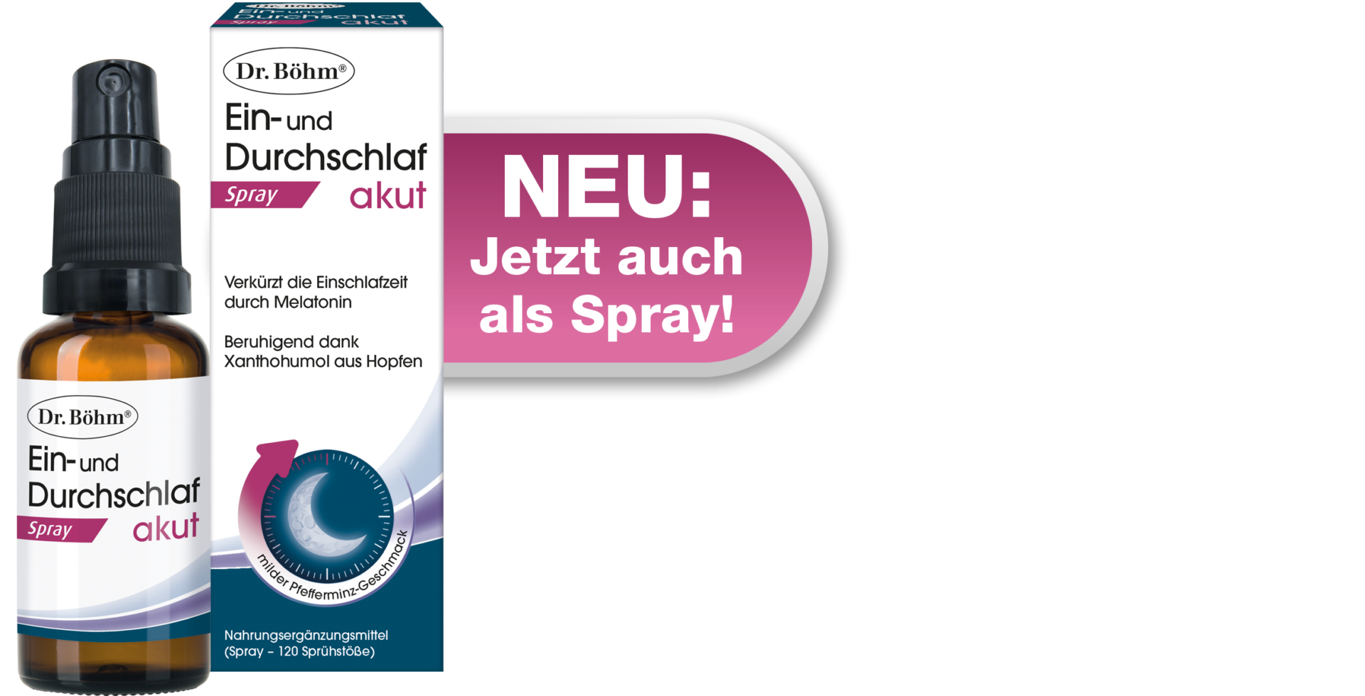 Dr. Böhm® Ein- und Durchschlaf akut Melatonin-Spray aus der Apotheke mit Xanthohumol aus Hopfen