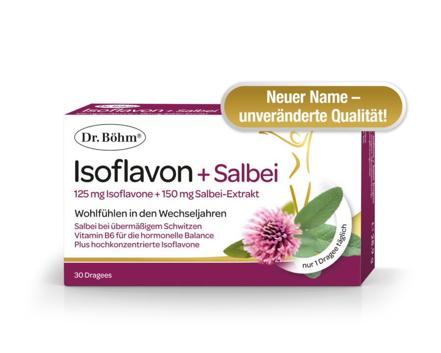 Neuer Name - Dr. Böhm® Isoflavon + Salbei - die effektive und hormonfreie Kombination für die Wechseljahre