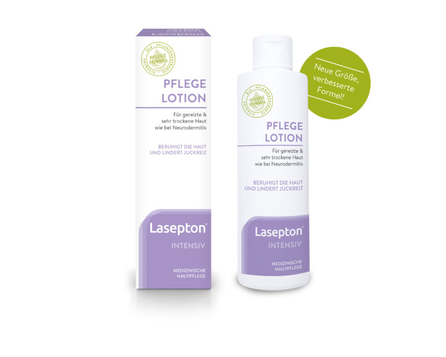 Lasepton® Intensiv Pflege Lotion bei gereizter, sehr trockener Haut wie bei Neurodermitis.
